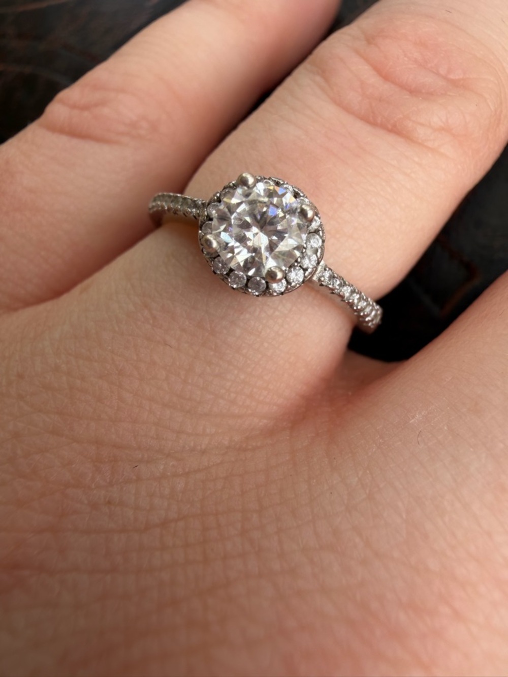 Pt950 Platinum Lab Grown Diamond Halo Engagement Ring, Size 5.75